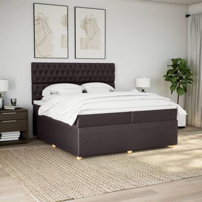 vidaXL Box spring postel s matrací tmavě hnědá 200x200 cm textil