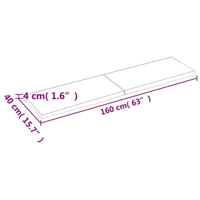 vidaXL Stolní deska 160x40x(2-4) cm neošetřený masivní dubové dřevo