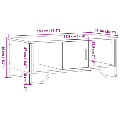 vidaXL Konferenční stolek hnědý dub 100 x 51 x 40 cm kompozitní dřevo