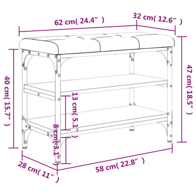 vidaXL Lavice s botníkem šedá sonoma 62 x 32 x 47 cm kompozitní dřevo