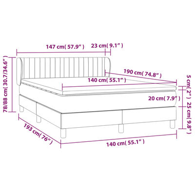 vidaXL Box spring postel s matrací černá 140 x 190 cm samet