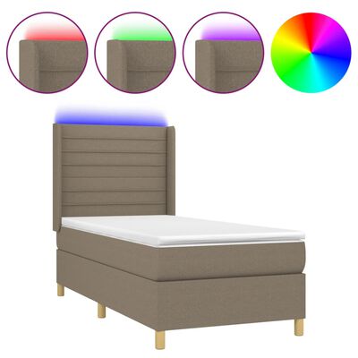 vidaXL Box spring postel s matrací a LED taupe 100x200 cm textil