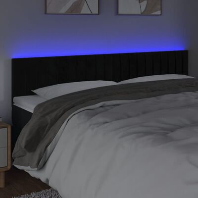 vidaXL Čelo postele s LED černé 180x5x78/88 cm samet