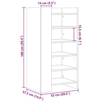 vidaXL Botník hnědý dub 52 x 37,5 x 100 cm kompozitní dřevo