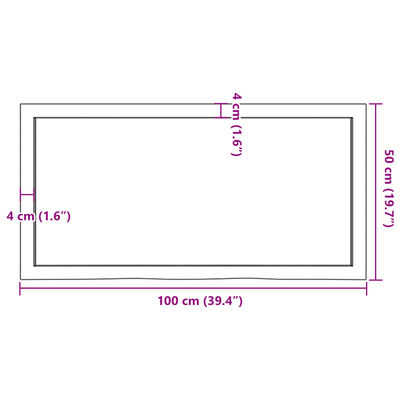 vidaXL Stolní deska světle hnědá 100x50x(2-4)cm ošetřený masivní dub