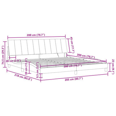 vidaXL Rám postele s LED osvětlením černý 200 x 200 cm samet