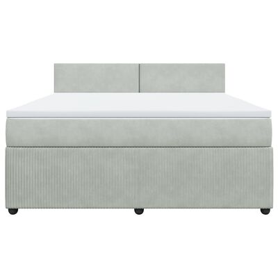 vidaXL Box spring postel s matrací světle šedá 180x200 cm samet