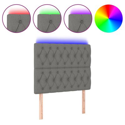 vidaXL Čelo postele s LED tmavě šedé 100x7x118/128 cm textil