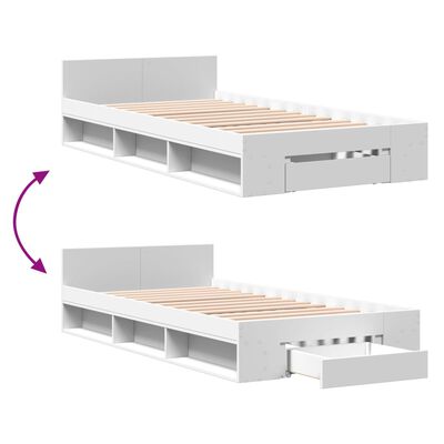 vidaXL Rám postele se zásuvkou bílý 100 x 200 cm kompozitní dřevo