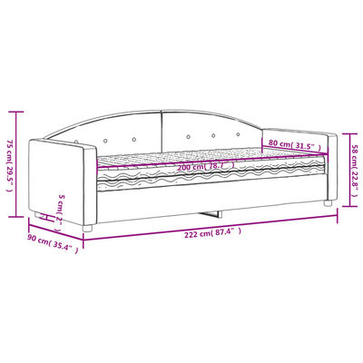 vidaXL Válenda s matrací žlutá 80 x 200 cm samet