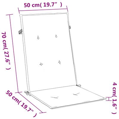 vidaXL Podušky na židli vysoké opěradlo 4 ks krémová melanž 120x50x4cm