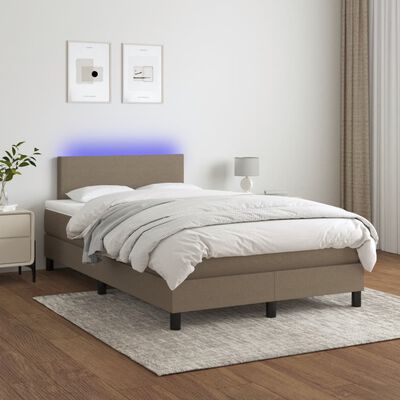 vidaXL Box spring postel s matrací a LED taupe 120x190 cm textil