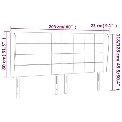 vidaXL Čelo postele typu ušák tmavě šedé 203x23x118/128 cm samet