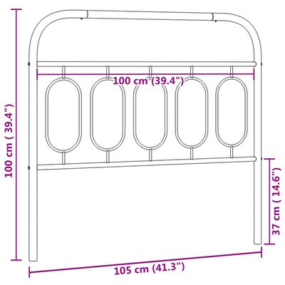 vidaXL Kovové čelo postele bílé 100 cm