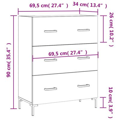 vidaXL Příborník kouřový dub 69,5 x 34 x 90 cm kompozitní dřevo