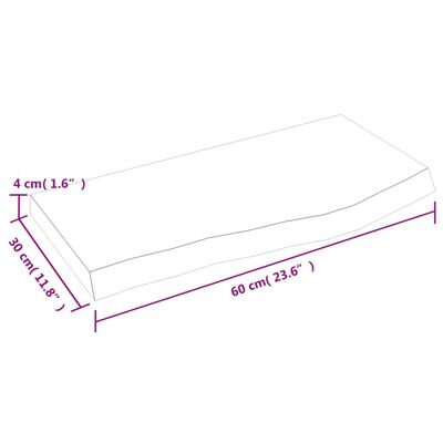 vidaXL Koupelnová deska tmavě hnědá 60x30x(2-4) cm ošetřený masiv