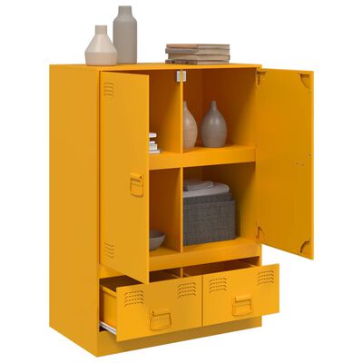 vidaXL Highboard hořčicově žlutý 67 x 39 x 95 cm ocel