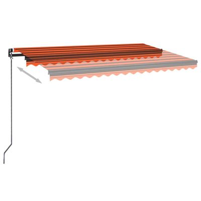 vidaXL Ručně zatahovací markýza 450 x 350 cm oranžovo-hnědá