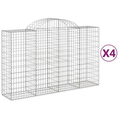 vidaXL Klenuté gabionové koše 4 ks 200x50x120/140cm pozinkované železo