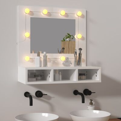 vidaXL Zrcadlová skříňka s LED bílá s vysokým leskem 60x31,5x62 cm