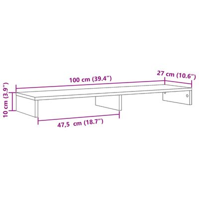 vidaXL Stojan na monitor bílý 100 x 27 x 10 cm kompozitní dřevo