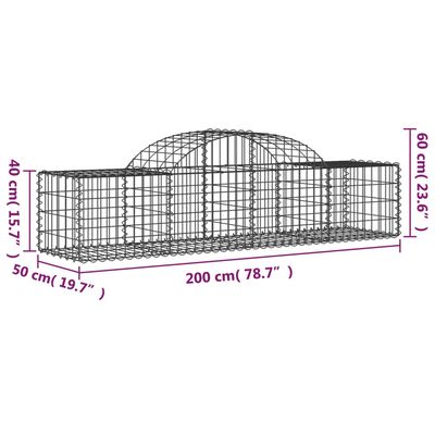 vidaXL Klenuté gabionové koše 11 ks 200x50x40/60 cm pozinkované železo