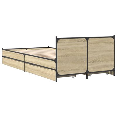 vidaXL Rám postele se zásuvkami dub sonoma 75x190 cm kompozitní dřevo