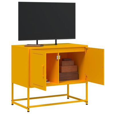 vidaXL TV skříňka hořčicově žlutá 68,5 x 39 x 60,5 cm ocel