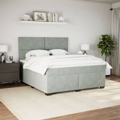 vidaXL Box spring postel s matrací světle šedá 180x200 cm samet