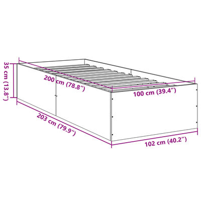 vidaXL Rám postele kouřový dub 100 x 200 cm kompozitní dřevo