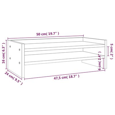 vidaXL Stojan na monitor medově hnědý 50x24x16 cm masivní borové dřevo