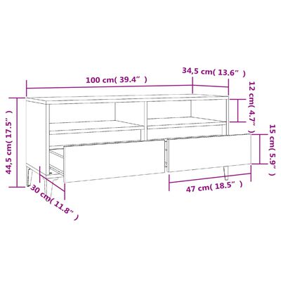 vidaXL TV skříňka šedá sonoma 100 x 34,5 x 44,5 cm kompozitní dřevo