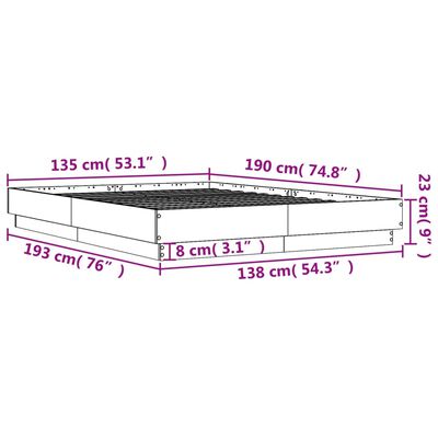 vidaXL Rám postele hnědý dub 135 x 190 cm kompozitní dřevo