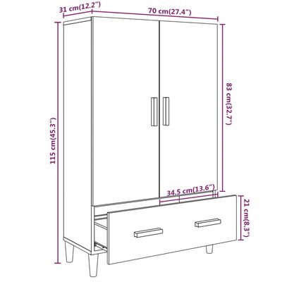 vidaXL Komoda betonově šedá 70 x 31 x 115 cm kompozitní dřevo