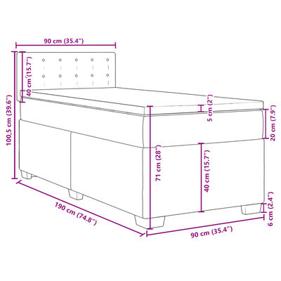 vidaXL Box spring postel s matrací světle šedá 90x200 cm textil