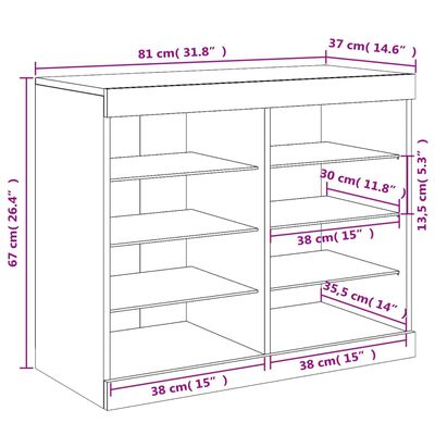 vidaXL Příborník s LED osvětlením černý 81 x 37 x 67 cm