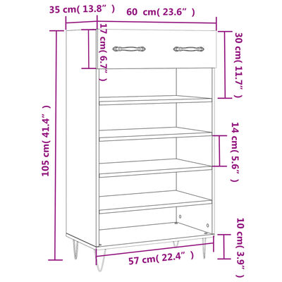 vidaXL Botník bílý s vysokým leskem 60 x 35 x 105 cm kompozitní dřevo