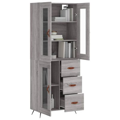 vidaXL Skříň highboard šedá sonoma 69,5 x 34 x 180 cm kompozitní dřevo