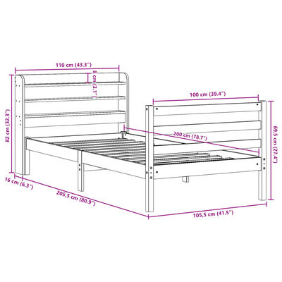 vidaXL Rám postele s čelem bez matrace bílý 100x200 cm