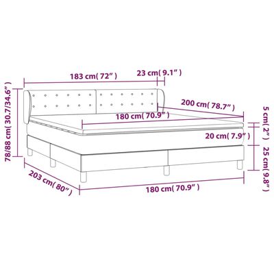 vidaXL Box spring postel s matrací světle šedá 180x200 cm samet