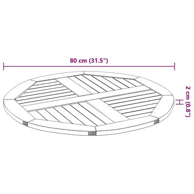 vidaXL Stolní deska Ø 80 x 2,2 cm kulatá masivní akáciové dřevo