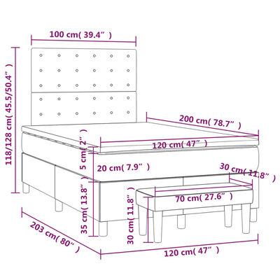 vidaXL Box spring postel s matrací černá 120x200 cm textil