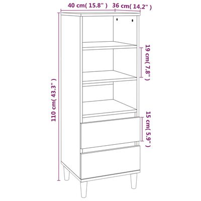 vidaXL Skříň highboard šedá sonoma 40 x 36 x 110 cm kompozitní dřevo