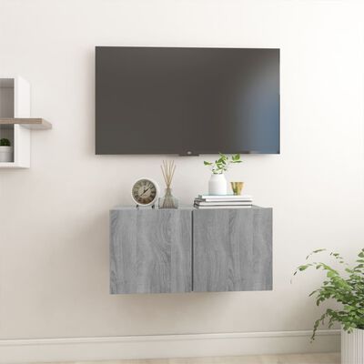 vidaXL Závěsná TV skříňka šedá sonoma 60 x 30 x 30 cm kompozitní dřevo