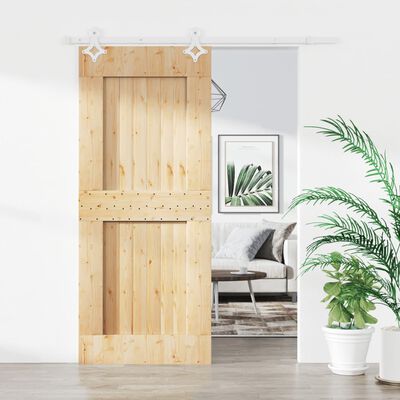 vidaXL Posuvné dveře s kováním 80 x 210 cm masivní borové dřevo