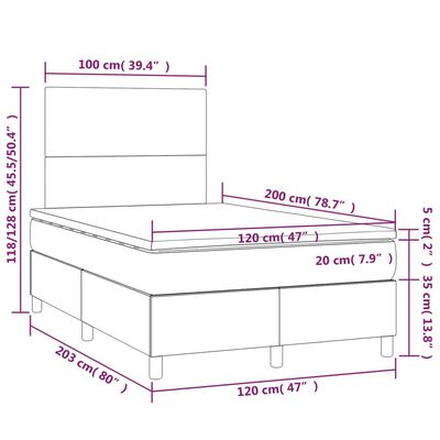 vidaXL Box spring postel s matrací šedá 120x200 cm umělá kůže