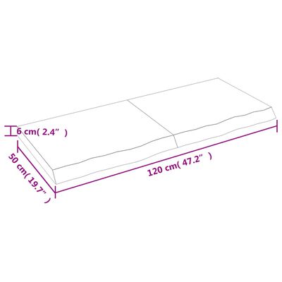 vidaXL Koupelnová deska tmavě hnědá 120x50x(2-6) cm ošetřený masivní