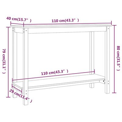 vidaXL Konzolový stolek 110x40x80 cm masivní borové dřevo