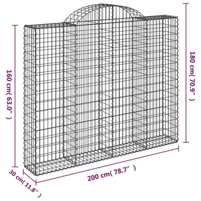 vidaXL Klenuté gabionové koše 2 ks 200x30x160/180cm pozinkované železo