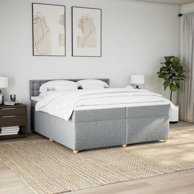 vidaXL Box spring postel s matrací světle šedá 200 x 200 cm textil